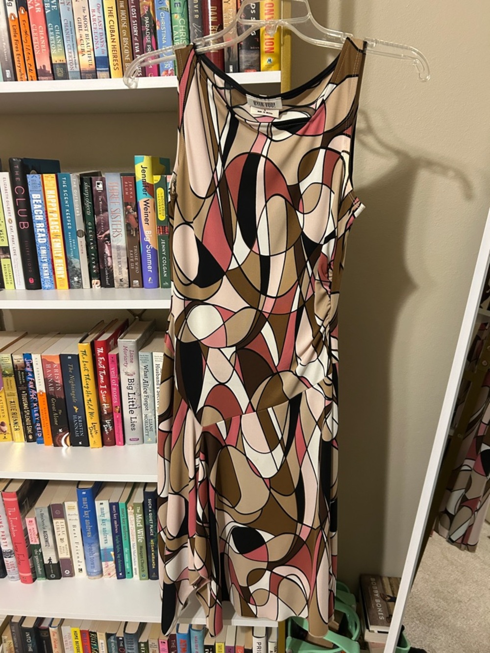 Sleeveless Midi Dress in Pink, Brown & Cream by White House Black Market